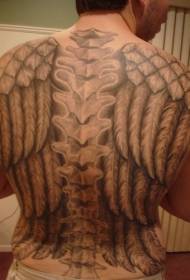 back spine bones and wings tattoo pattern