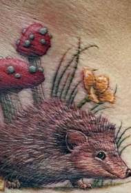 interesting colored hedgehog in the garden tattoo pattern