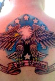 Back Eagle with American Flag Tattoo Pattern