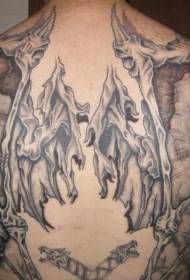 démon křídla zpět tetování vzor 76420 - zadní kůň a bojovník Flame Tattoo vzor