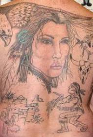 Back Girl agus Eagle agus Patrún Tattoo Indiach