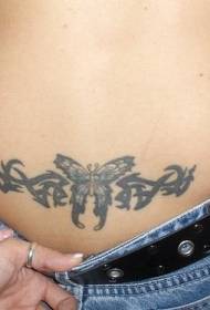 waist black butterfly and totem tattoo pattern