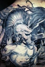 驚くほどの黒と白の古代ギリシャの神と馬のタトゥーパターン