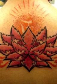 back red lotus sunrise And character tattoo pattern