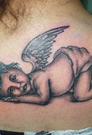 back tired little angel tattoo pattern  75403 - back cute Hebrew character tattoo pattern