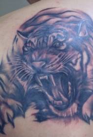 back huge threatening tiger tattoo pattern