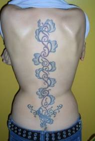 Girl's Back Vertebra Beautiful Vine Tattoo Pattern