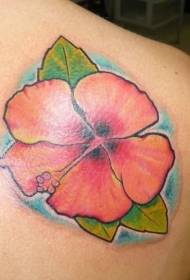 back cute pink Hawaiian flower tattoo pattern