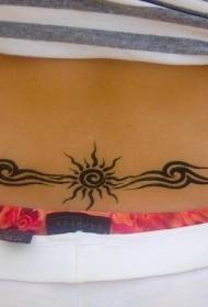waist black style sun curve tattoo pattern