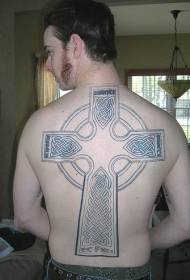 male back Celtic knot cross tattoo pattern