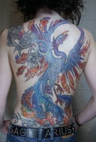 Back Magical Fire Phoenix Color Tattoo patroon