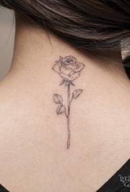 shoulders gentle pale black line rose tattoo pattern