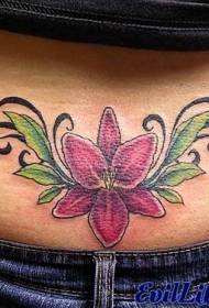 girl back color flower leaf tattoo pattern