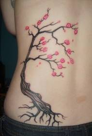 hrbtni barvni vzorec tetovaže češnjevega drevesa