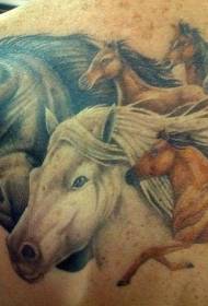 Back group of horse painted tattoo designs
