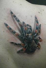 back realistic 3D spider tattoo pattern