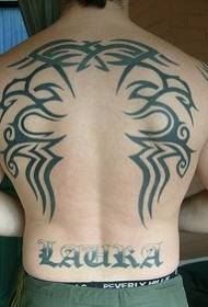 hátsó fekete törzsi totem levél tetoválás mintával