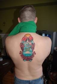 back blue Buddha statue and scorpion tattoo pattern