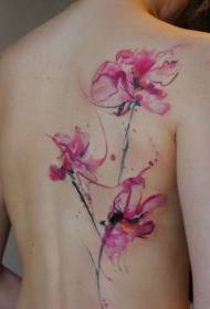 back beautiful watercolor floral tattoo pattern