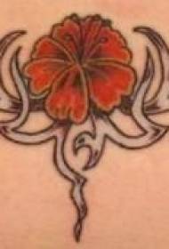cintura hermosa flor roja tatuaje patrón