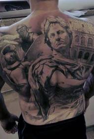 Back Roman Empire Theme Whole Statue Tattoo pattern