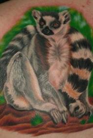 tilbage realistisk farverigt lemur tatoveringsmønster