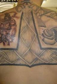 hrbtni vikinški bojevnik in kladivo tatoo vzorec