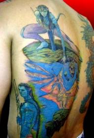 Malantaŭa koloro personigita Avataro sceno tatuaje ŝablono