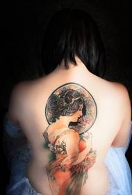 Volver Retrato de mujer bonita pintado patrón de tatuaje