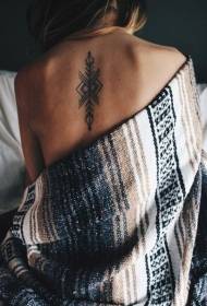 tiny black simple lines decorated back tattoo pattern