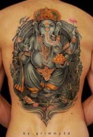 back painted Indian elephant god tattoo pattern