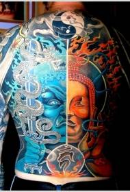 umbala we-back back yin ne-yang squid udrako Buddha isithombe senkolo tattoo tattoo