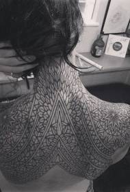 back and shoulders wonderful black line decorative tattoo pattern