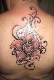 back pink orchid and vine tattoo pattern