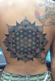 esquena de patró de tatuatge de flors de mandala negra