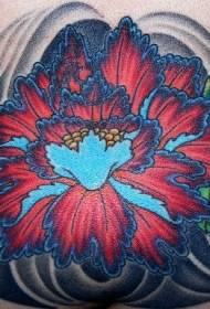 taille modèle de tatouage de fleur rouge et bleu très lumineux et charmant
