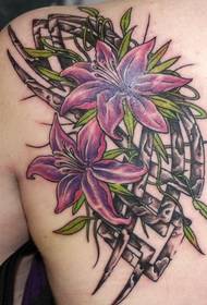beauty back water lily tattoo picture