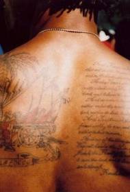 back landscape with English alphabet tattoo pattern