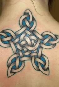 back wonderful Celtic knot color tattoo pattern