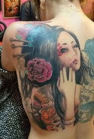 natrag novi uzorak gejša tetovaža u boji