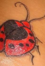 back cute heart-shaped ladybug tattoo pattern