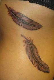back cute gray feather tattoo pattern