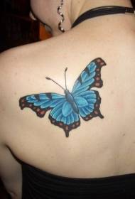 الگوی تاتو پروانه رنگی پشت دخترانه زیبا