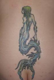 πράσινο μαλλιά Γοργόνα μοτίβο πίσω τατουάζ