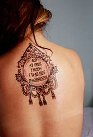 female back mirror English alphabet tattoo pattern