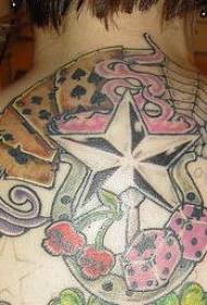 задній кольоровий татуювання доміно та п'ятикутний візерунок