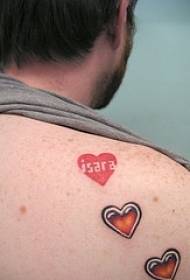 back red heart-shaped letter tattoo pattern