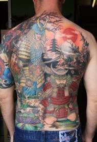 back color Japanese Samurai Tattoo Pattern