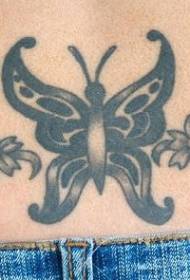 waist black beautiful butterfly flower tattoo pattern