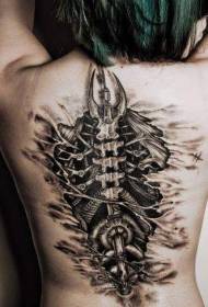 back tearing mechanical spine tattoo pattern